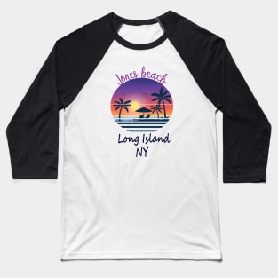 Retro Cool Jones Beach Long Island New York Sunset Vintage Baseball T-Shirt